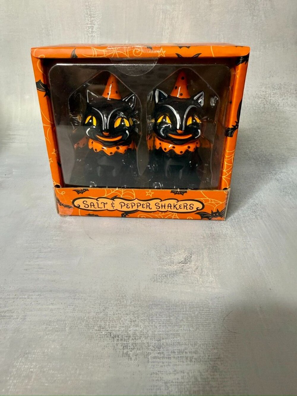 Johanna Parker Halloween Black Cat Salt and Pepper Shakers